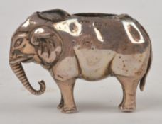 An Edwardian silver novelty elephant pin cushion by Adie & Lovekin Ltd, Birmingham 1907, (remains