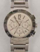 Bulgari, a gentleman`s stainless steel chronograph bracelet wristwatch, ref. BB42SSCH01388, circa