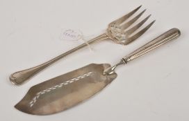 A George III silver fish slice by John Shekleton, London 1798, the reverse side of the blade