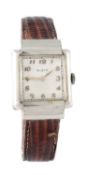 Elgin, a white gold filled wristwatch, circa 1930, no. 305654, the two piece rectangular case with