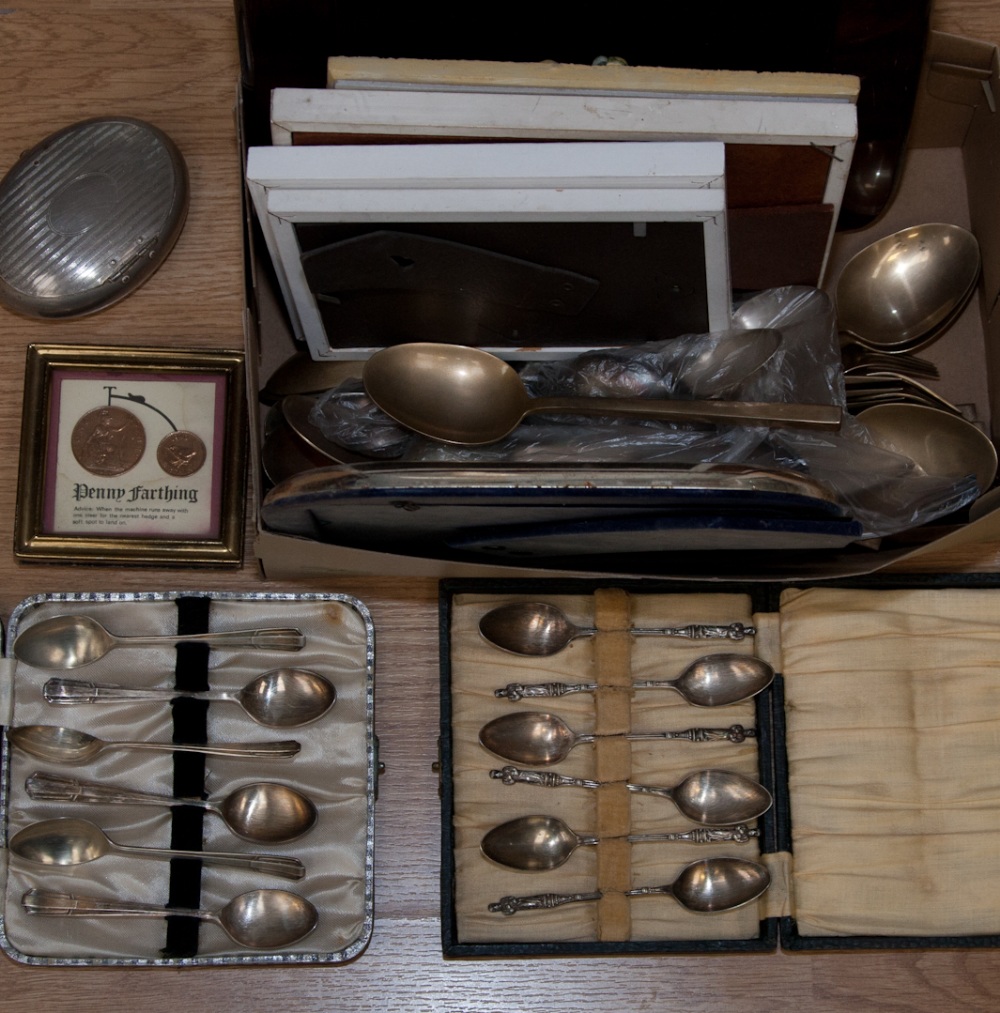 Photo frames to include Sheffield silver; together with assorted flatware