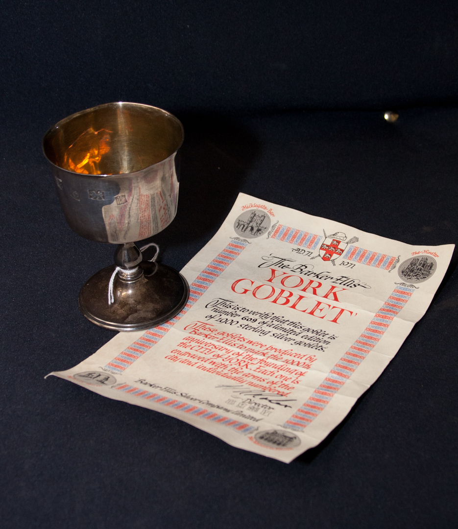 A reproduction silver York goblet, number 609 limited edition of 1900, weighing approx 4.62 toz