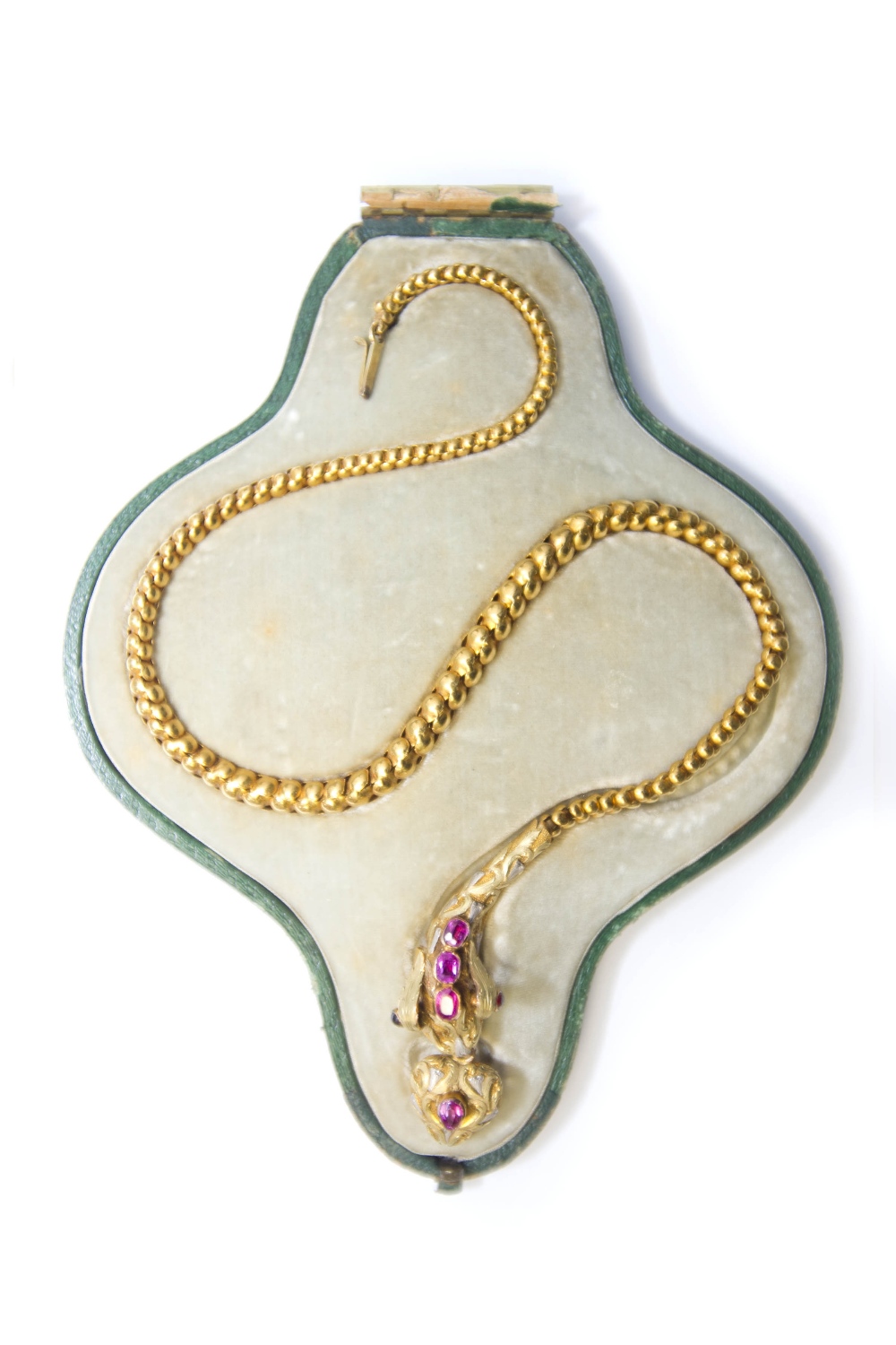 A Victorian yellow gold serpent choker necklace, the graduated overlapping scale-like chain