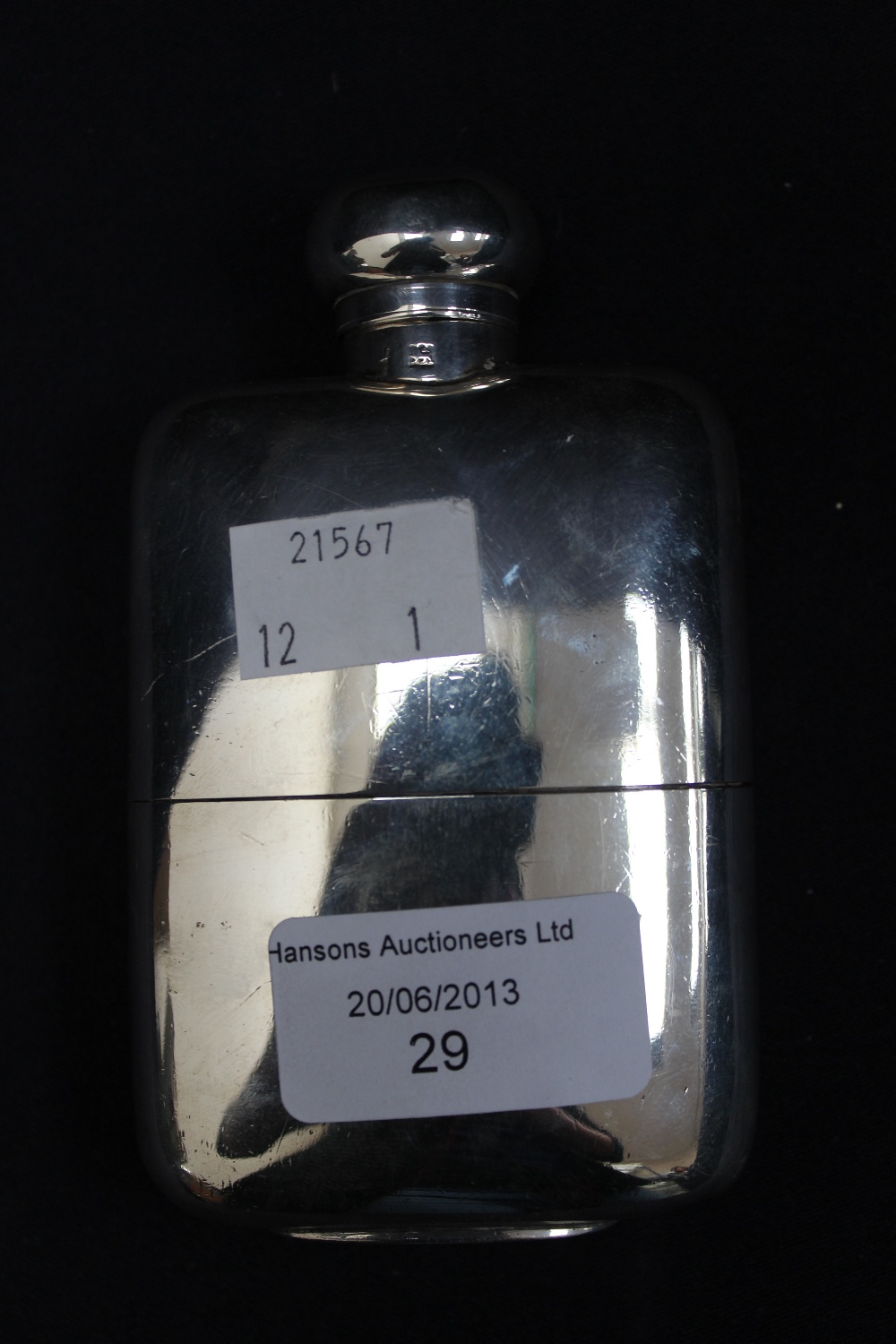 A silver hip flask, London hallmarks, 5.705ozt approx