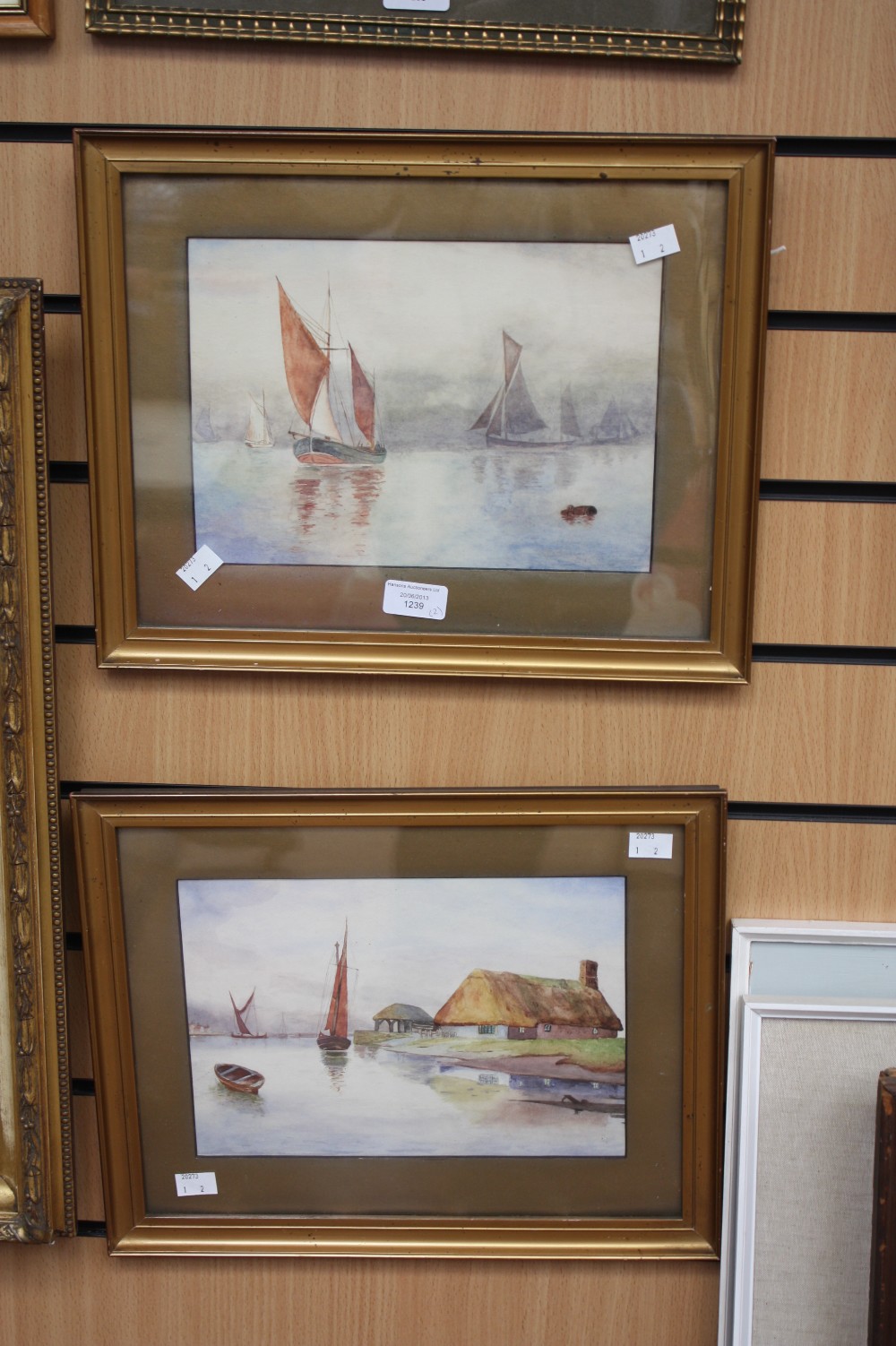 A pair of framed watercolour pictures, boating scenes