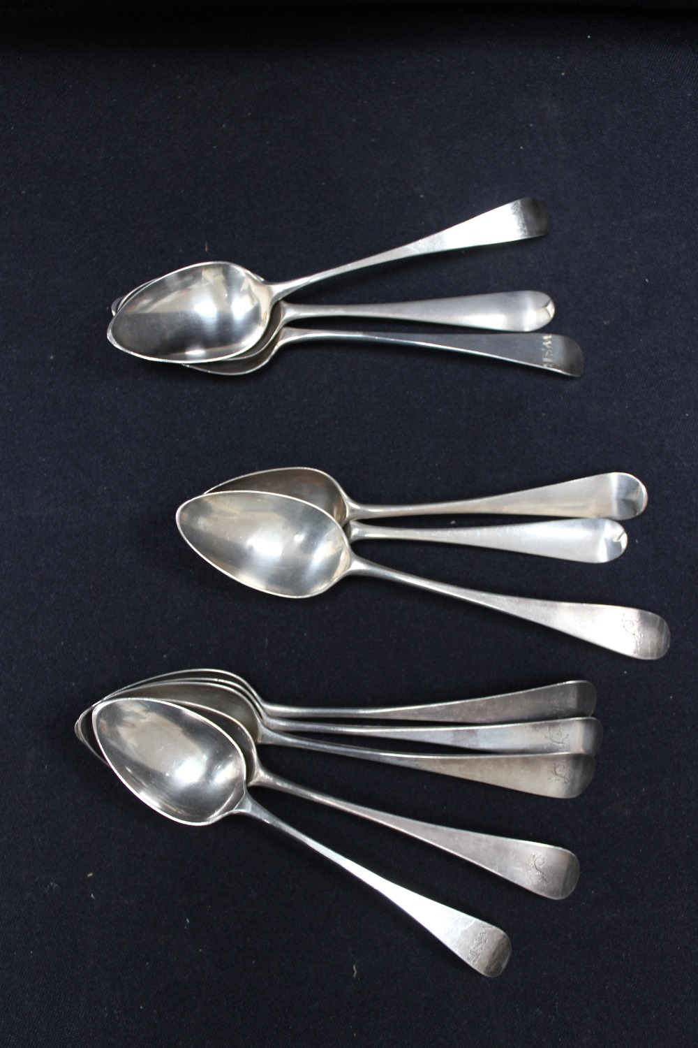 Georgian teaspoons (five London 1813 and three 1978) together with three earlier spoons with