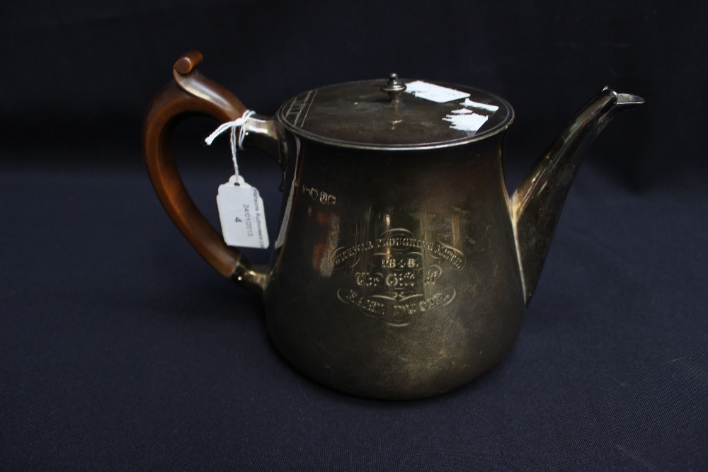 A silver teapot, London, 1848, presented at a West Country ploughing match by Earl Ducie, approx