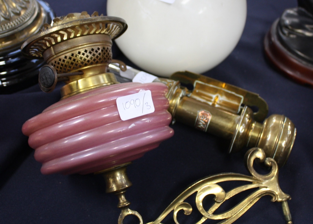 G.W.R brass carriage lamp and oil lamp with wall mounting.(2)