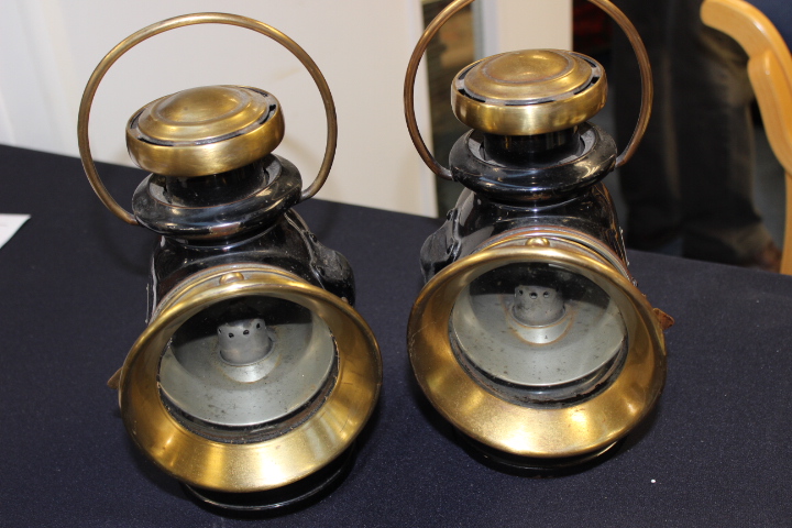 Pair of paraffin Lorry lamps in working order; Lucas `King of the road` circa 1920, brass with black