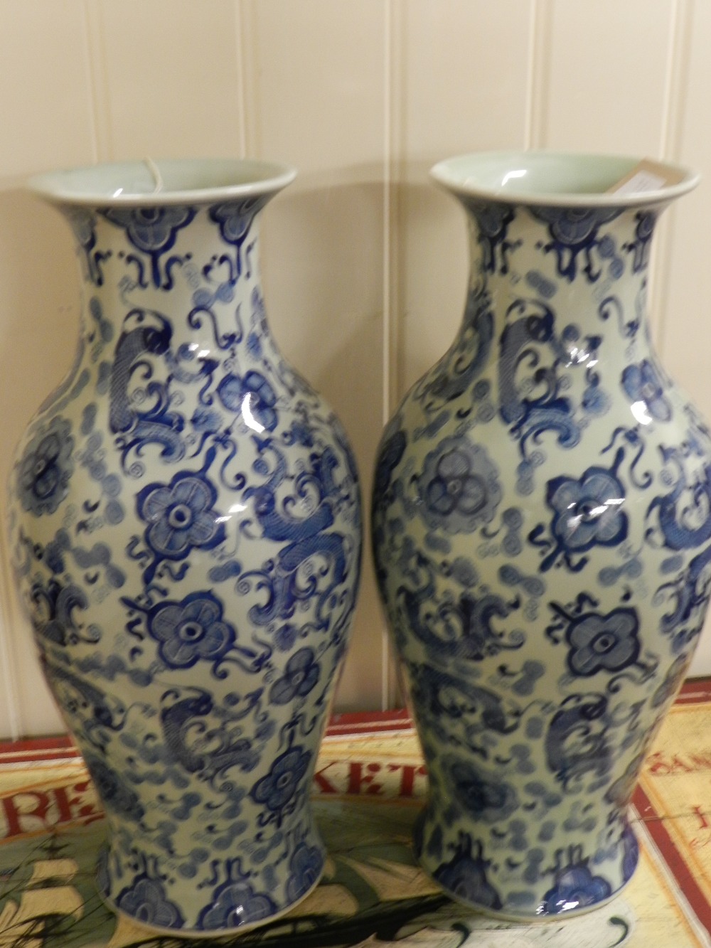 A pair of Chinese blue and white vases.