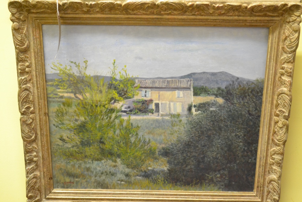 Christopher Sanders RA, a framed and glazed oil on canvas "Farmhouse Near Arles" signed lower