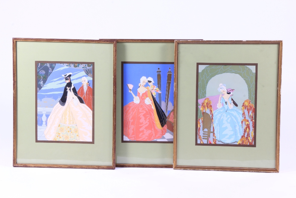 A set of three 1920`s theatrical fashion prints, 29 x 21 cm.