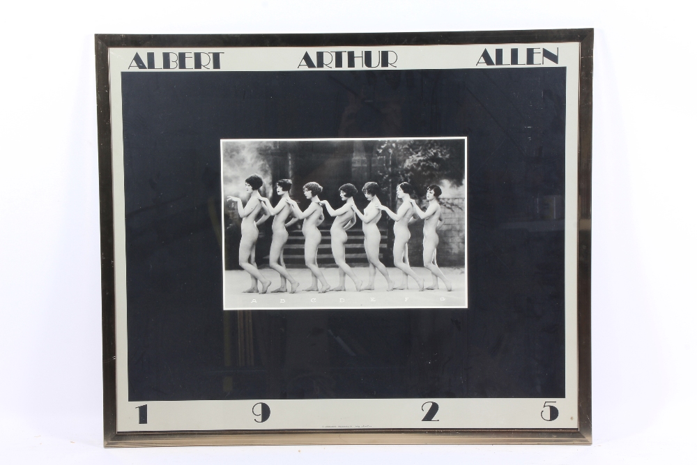 An Albert Arthur Allen 1925 poster showing a line of naked ladies, 72 x 59 cm.