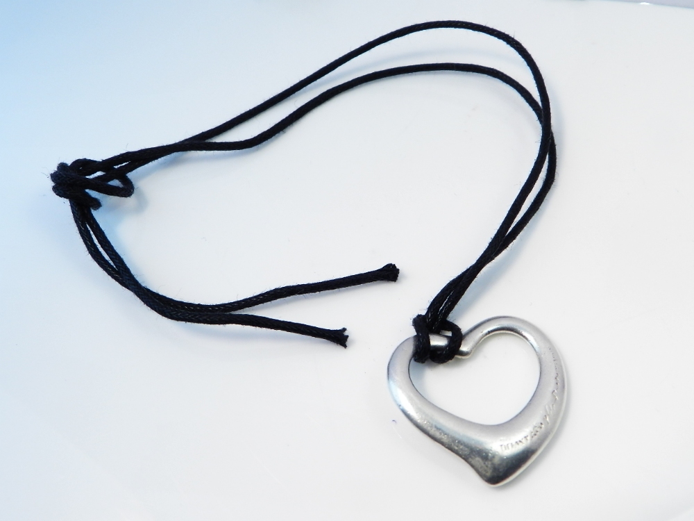 A Tiffany&Co sterling silver heart pendant designed by Elsa Perettii.