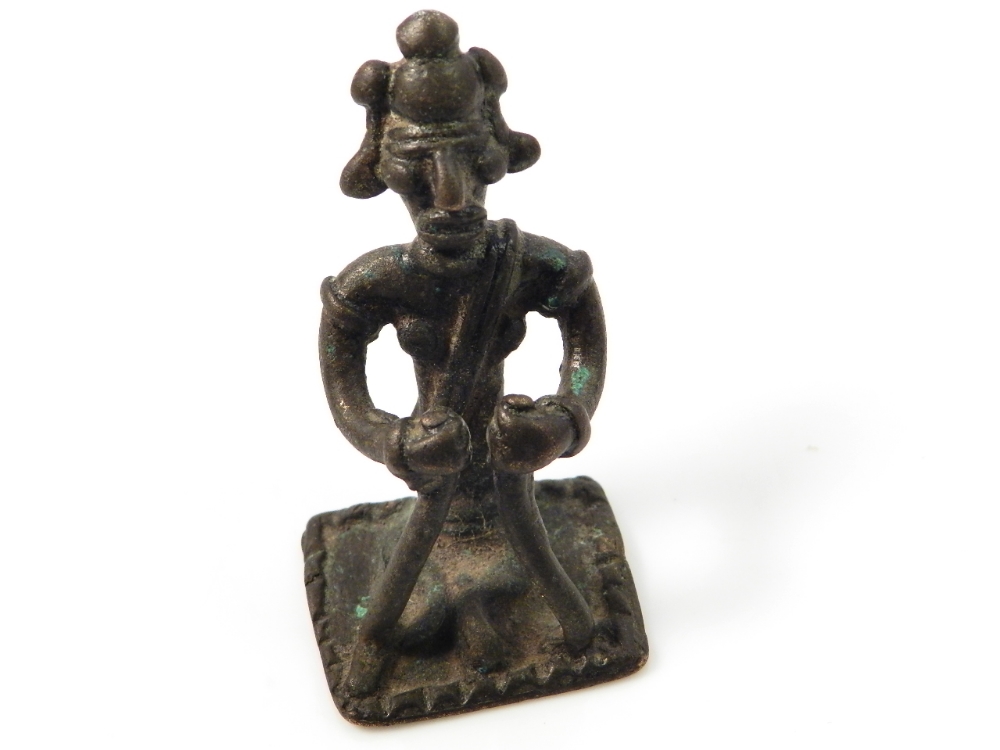 An antique Indian cast bronze village deity (Gramdevata)