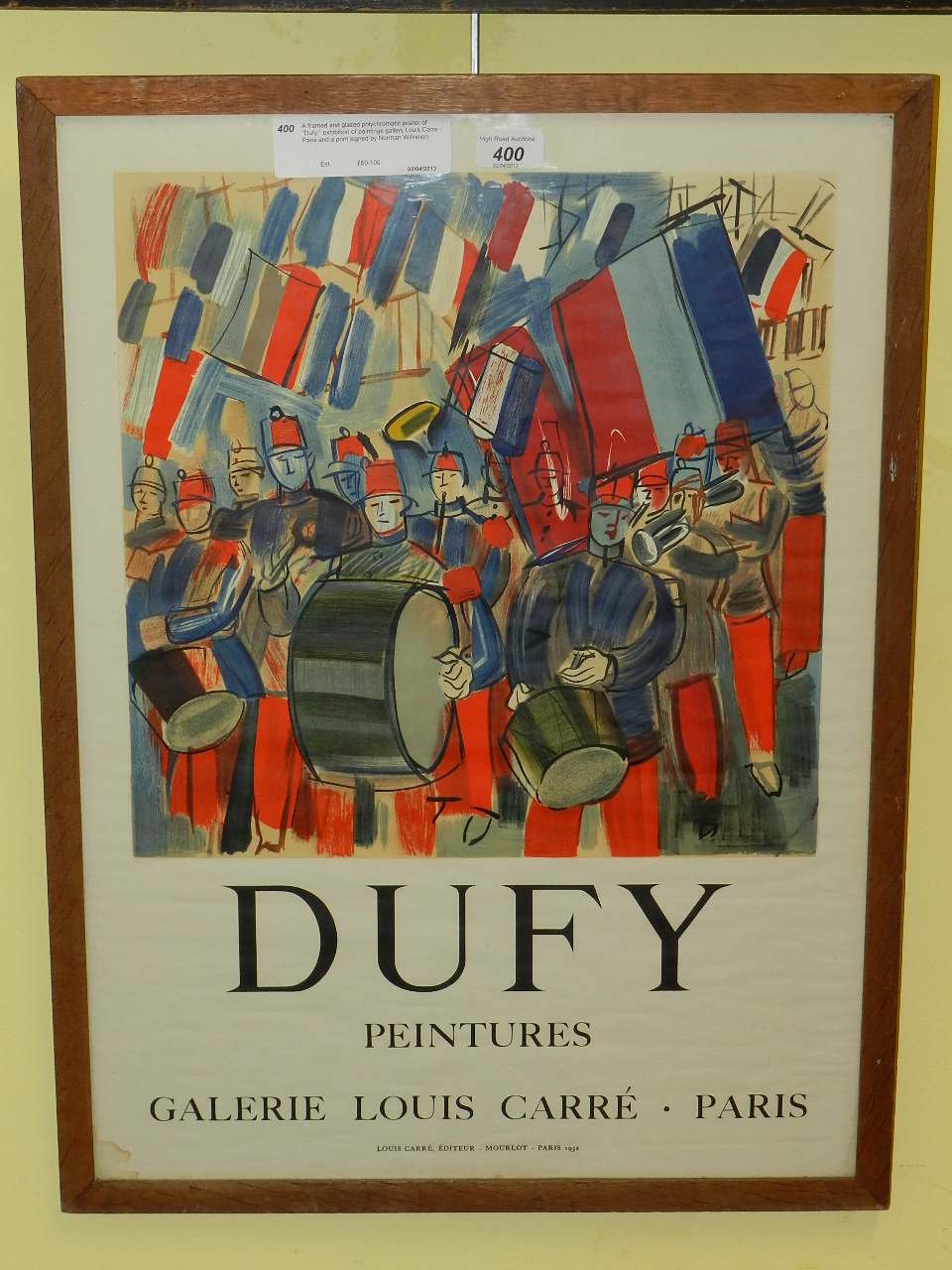 A framed and glazed polychromatic poster of "Dufy," exhibition of paintings gallery Louis Carre -