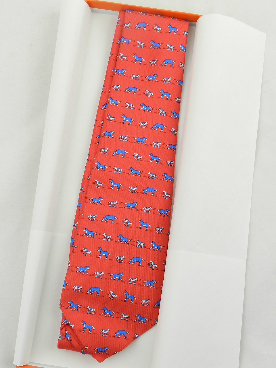 A never used, in it`s box, Hermes silk tie.