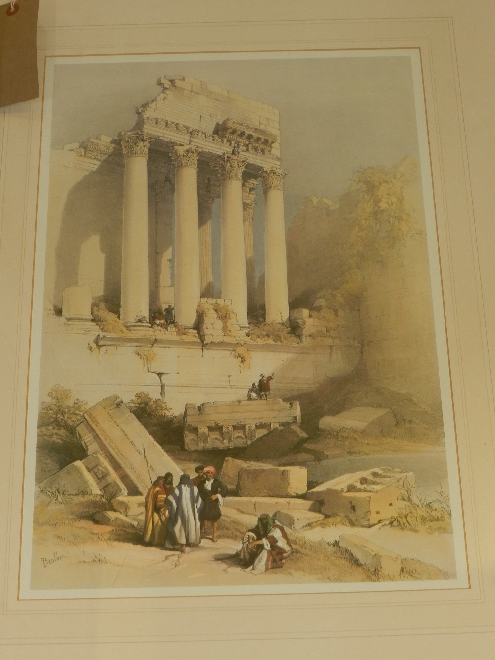 Two framed David Roberts coloured prints of the far east, one in the city of Baalbek 74x60cm