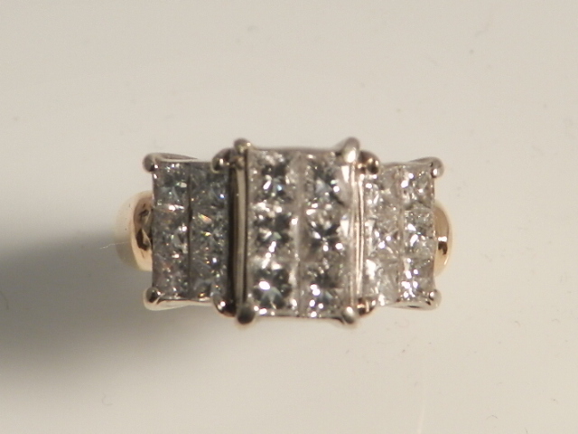 A ladies pave set diamond cluster ring on a 14ct gold band approx 2ct diamonds