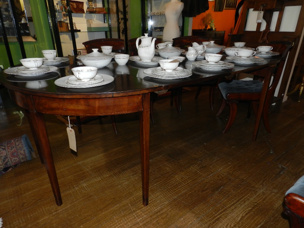 19th century mahogany D end dining table with two extension leaves