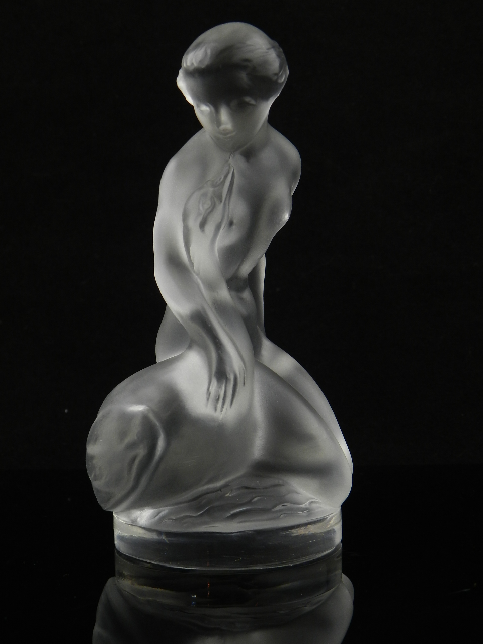 A Lalique frosted glass figurine "Leda and the Swan," signed Lalique France