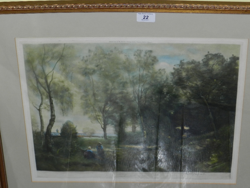 A large Mezzotint by H Scott Bridgewater after the original by J H Corot, 19th century French, for