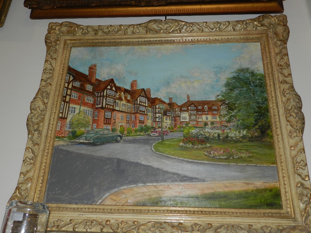 An oil on canvas painting of Willdcroft Manor circa 1960 signed bottom right `C Bondale` in gilt