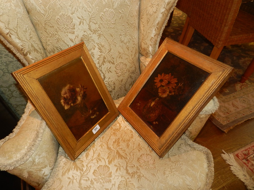 Two oils on canvas, Victorian floral still life.