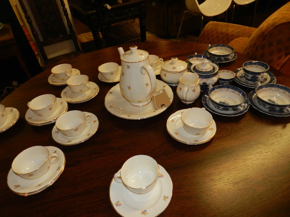 A large collection of blue and white old willow pattern china  together with Danish ceramics with