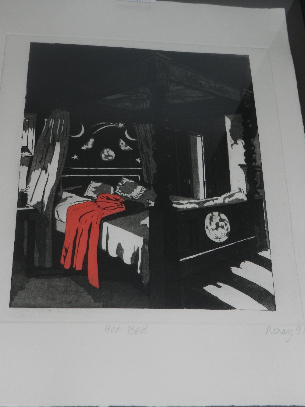 A set of three limited edition prints, each signed Ronay 91 to include `Her bed` 1/25 `The