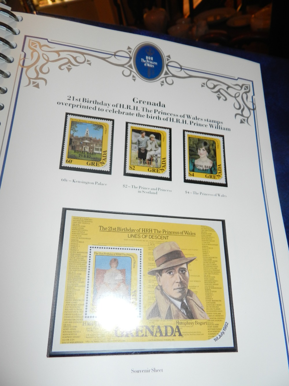 Stamps. Royalty collection. (Princess Diana, Prince William`s birth) mint lot in three boxed albums.