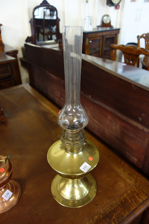 A brass oil lamp