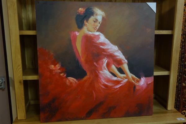 Flamenco dancer, hand painted canvas (947625)   #  Click here to bid