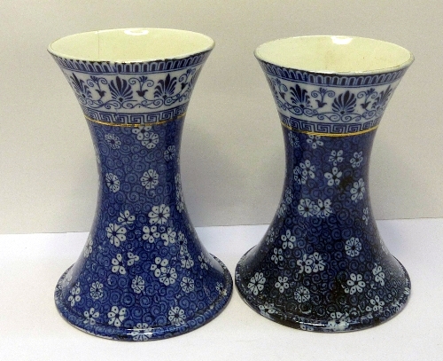 A pair of Shelley Cloisello Ware vases, height 12cms, one a/f