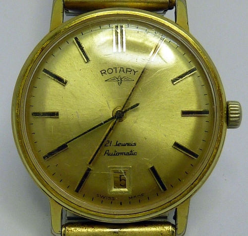 A gentleman`s stainless steel backed Rotary automatic wristwatch