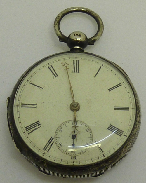 A silver cased fusee pocket watch, case hallmarked Chester 1855