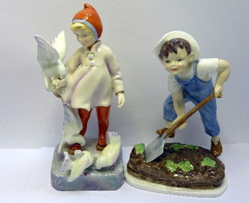 Two Royal Worcester figures, November and Saturdays Child Works Hard For A Living, a/f