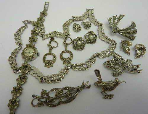 A marcasite wristwatch and jewellery