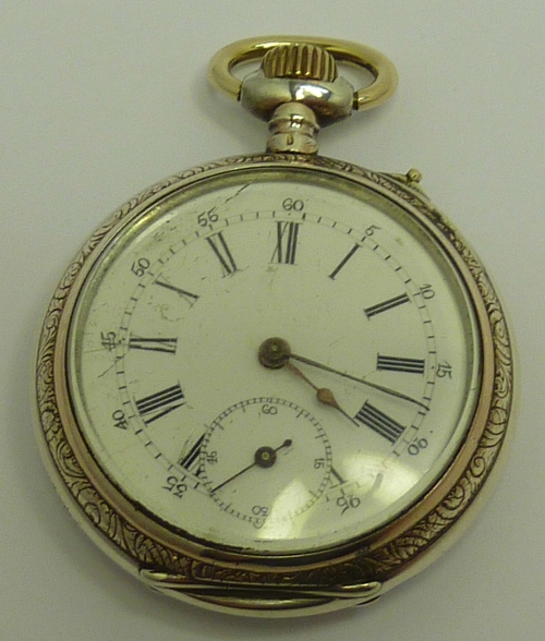 A continental silver pocket watch, case marked 800