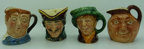 Four Royal Doulton miniature character jugs, `Arriett, John Barleycorn, Fat Boy and Dick Turpin