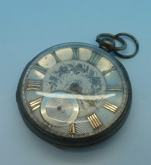 A silver cased faced fusee pocket watch, case hallmarked London 1854, a/f