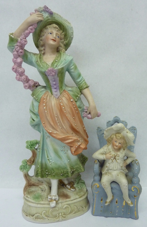 Two continental bisque figures, height of tallest 34cms