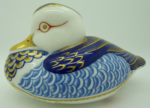 A Royal Crown Derby paperweight, duck, no stopper