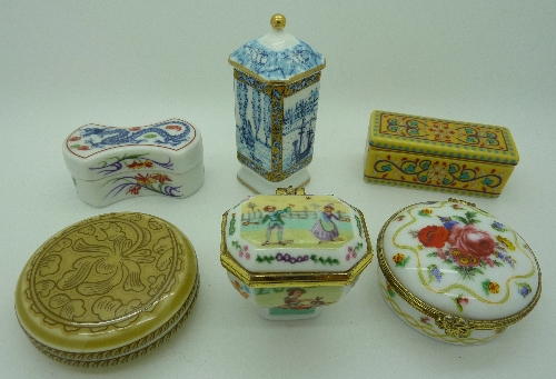 Six del Prado porcelain trinket boxes
