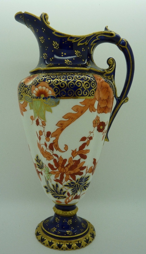 A Royal Crown Derby 1242 pattern ewer, date mark for 1901, height 22cms, a/f