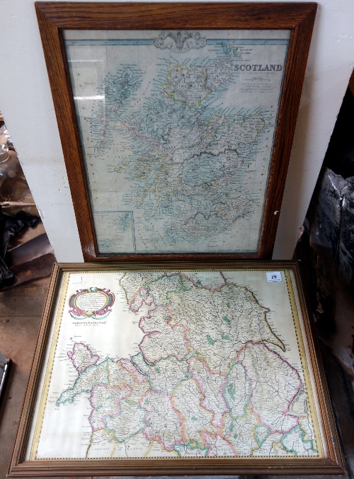 Two maps, England and Scotland, framed