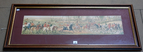 A fox hunting print, framed