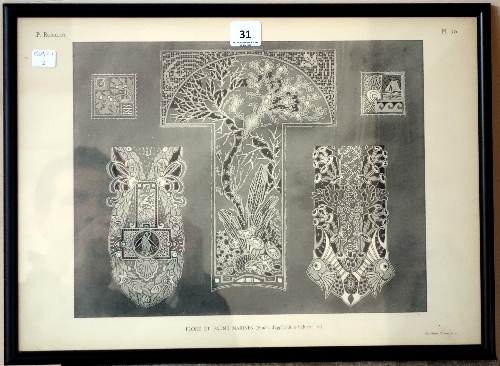 A French lace advertising print, framed