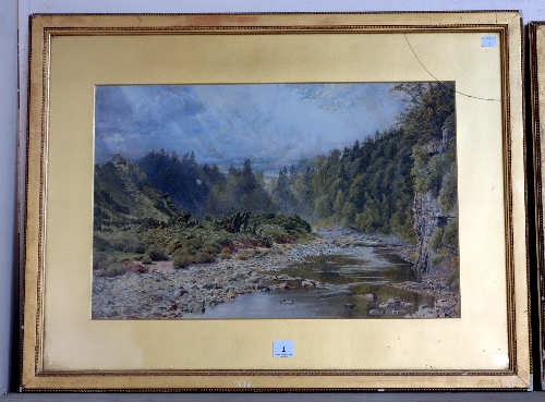 English School, forest landscape with a stream , watercolour, monogrammed W.M. and dated 1911,
