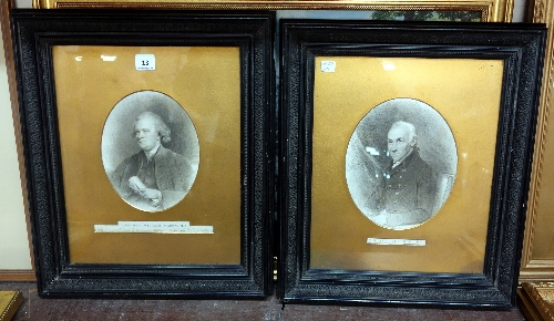 A pair of Victorian half portrait prints, titled William Mitford Esq. and The Rev. William Mason.